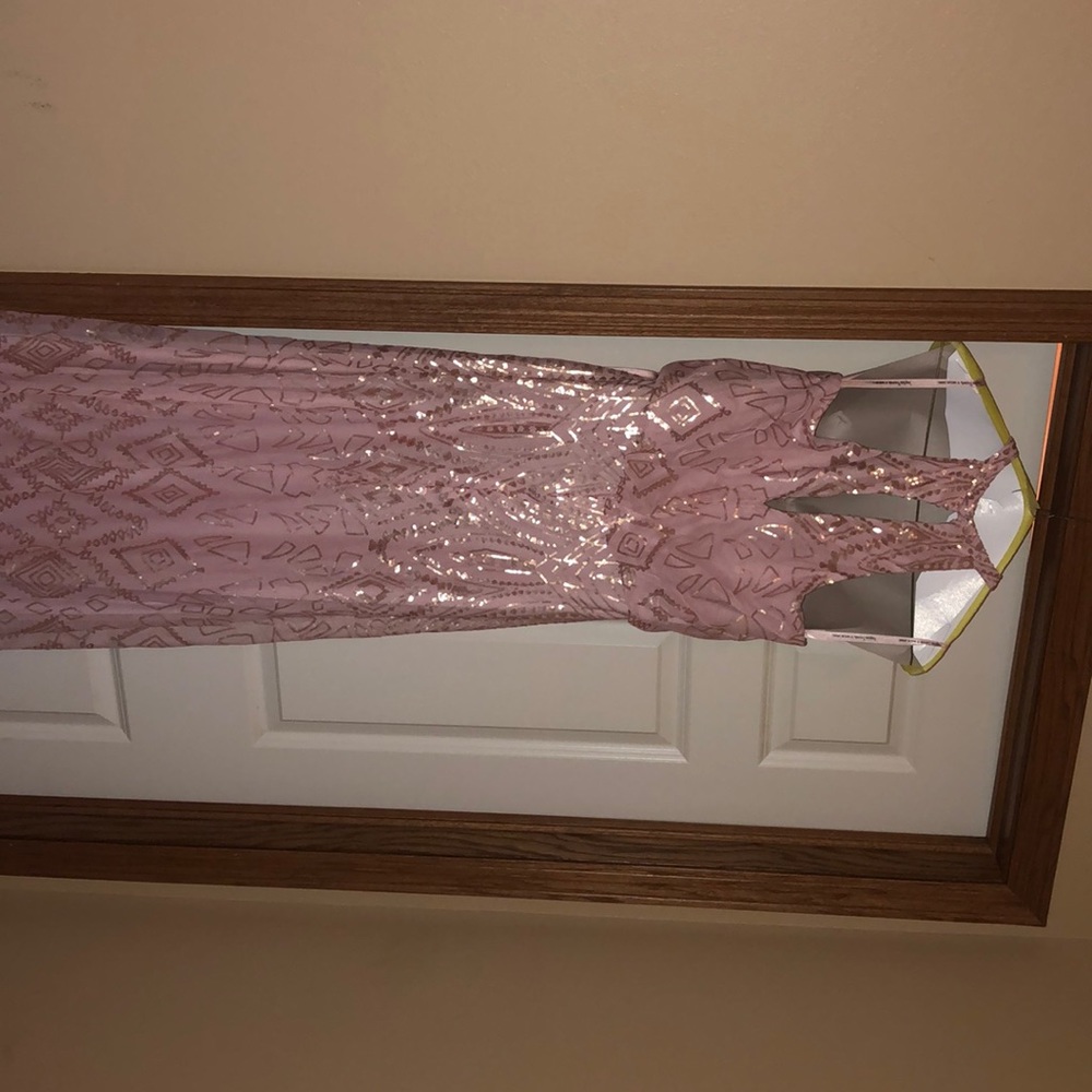 Blush gown with gold accents